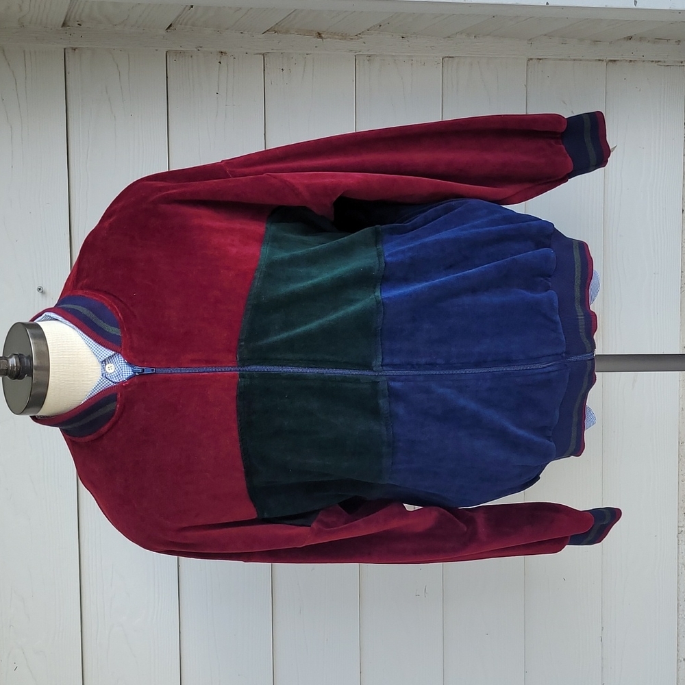 NEIMAN MARCUS Vintage USA‎ Striped Full Zip Medium Mens Velvet Track Jacket NEW